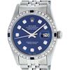 Image 2 : Rolex Mens Stainless Steel Blue Diamond & Sapphire Oyster Perpetual Datejust Wri