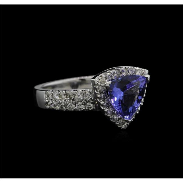 1.96 ctw Tanzanite and Diamond Ring - 14KT White Gold