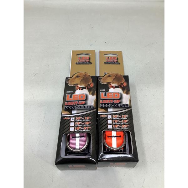 LED Dog Collars- 10in-13in (Orange and Pink)