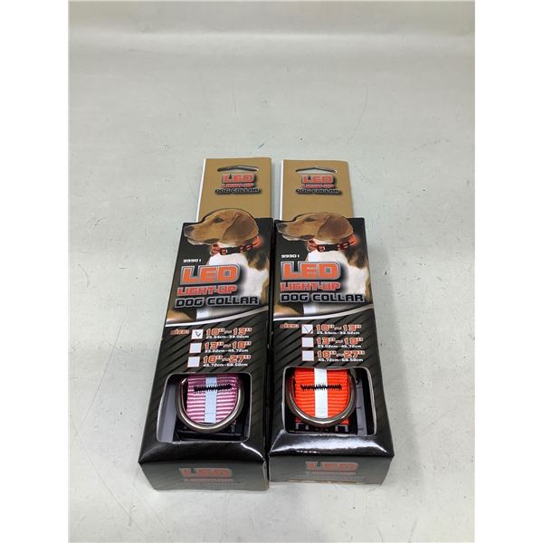 LED Dog Collars- 10in-13in (Orange and Pink)