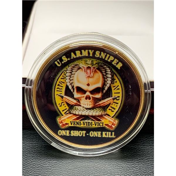 US Army Sniper COMMEMORATIVE Cased Veni-Vidi-Vici Medallion