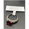 Image 4 : Ladies Silver Ruby Style Gemstone Ring approx 1.0 carat wt