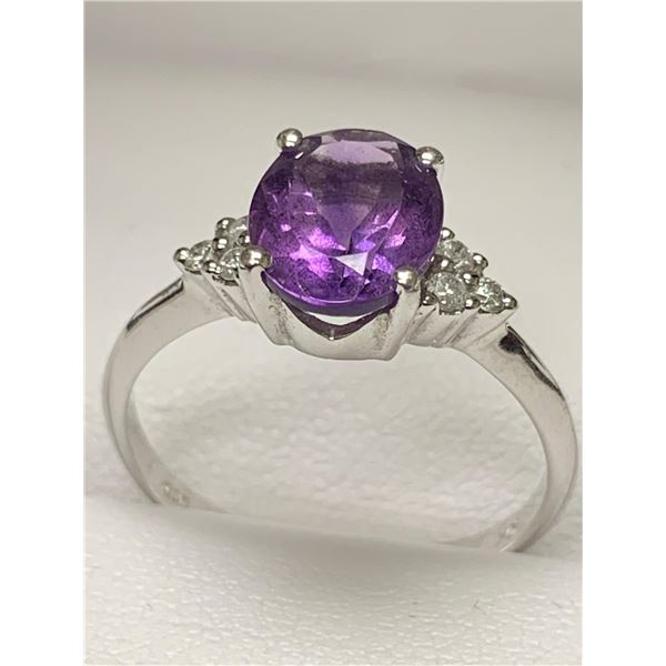 Natural Amethyst & Diaomod Oval Cut 10KT GOLD ladies ring with certificate vlue $3300.00