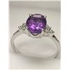 Image 1 : Natural Amethyst & Diaomod Oval Cut 10KT GOLD ladies ring with certificate vlue $3300.00