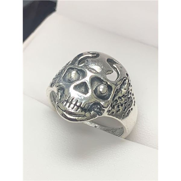 Gents Biker Silver Skull Ring