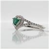 Image 1 : 14K White Gold Natural Emerald(0.35ct) Diamond(0.36Ct,I1-I3,F-G) Ring (~Size 6.75) (~weight 1.92g), 