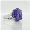 Image 2 : 10K White Gold Natural Tanzanite(5.2ct) Ring (~Size 6) (~weight 2.99g), Made in Canada, Appraised Re