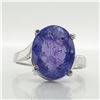 Image 3 : 10K White Gold Natural Tanzanite(5.2ct) Ring (~Size 6) (~weight 2.99g), Made in Canada, Appraised Re