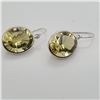 Image 1 : 14K White Gold Natural Lemonquartz(7.8ct) Earrings (~weight 2.06g), Made in Canada, Appraised Retail