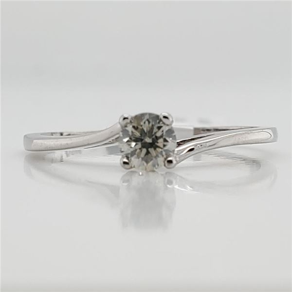 10K White Gold Diamond(0.23Ct,I2,H) Ring (~Size 6.5) (~weight 1.12g), Made in Canada, Appraised Reta