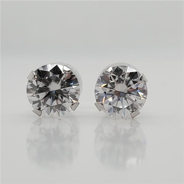 10K White Gold Moissanite(1.52ct) Earrings (~weight 0.72g), Made in Canada, Appraised Retail $1110
