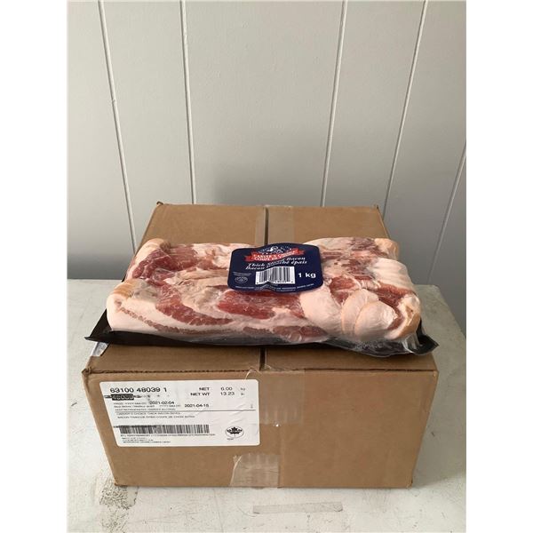 Case of Frozen Carver's Choice Thick Sliced Bacon (6 x 1kg)