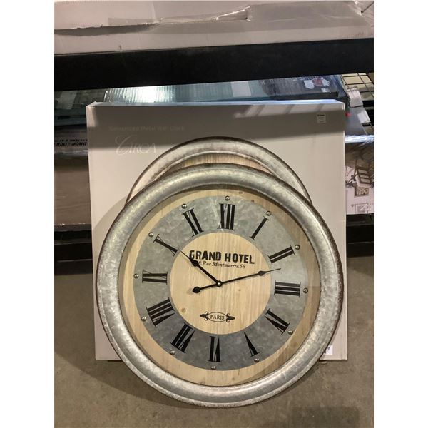 Grand Hotel Galvanized Metal Wall Clock (23.6in D)