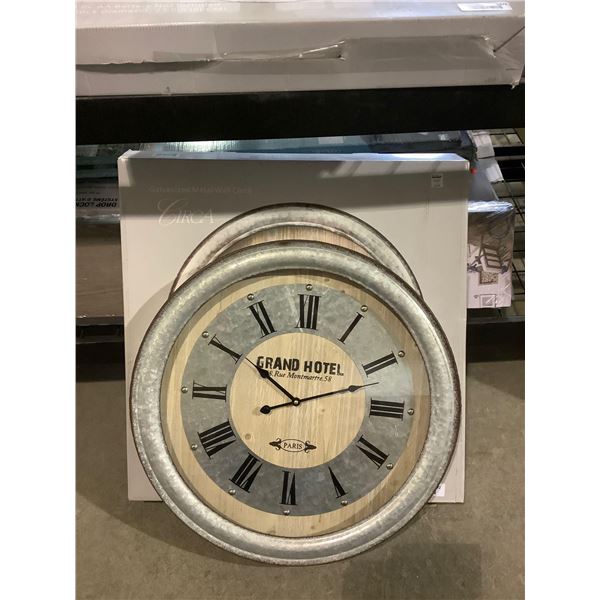 Grand Hotel Galvanized Metal Wall Clock (23.6in D)