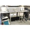 Image 2 : S/S 2 WELL SINK W/ DUAL DRAINBOARD W/ PRE RINSE