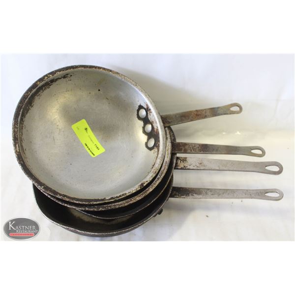 LOT OF 4 - 8" FRYING PANS AS IS