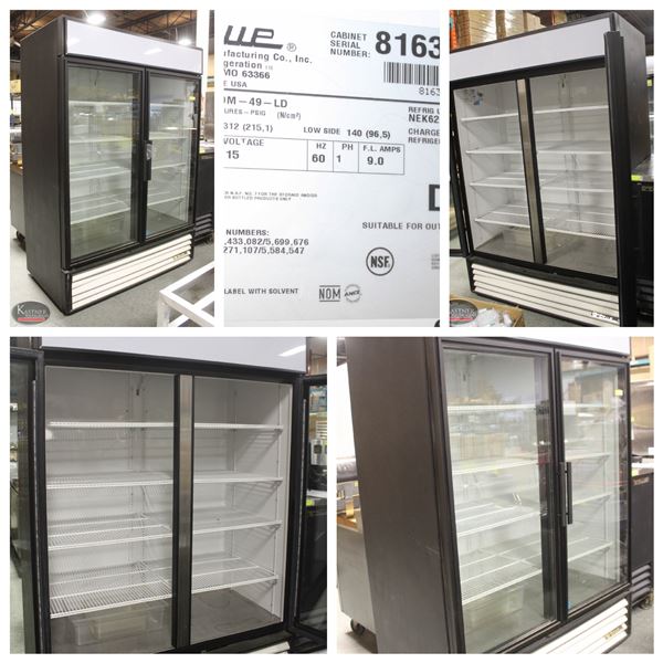 FEATURED LOT:TRUE UPRIGHT HINGED DOUBLE GLASS DOOR COOLER