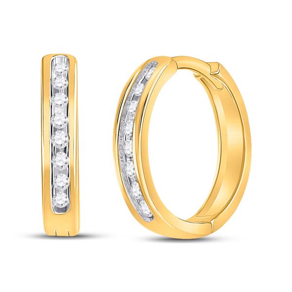 Round Diamond Hoop Earrings 1/4 Cttw 10KT Yellow Gold