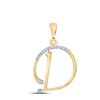 Image 1 : Round Diamond D Initial Letter Pendant 1/12 Cttw 10KT Yellow Gold