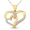 Image 1 : Round Diamond Double Heart Pendant 1/10 Cttw 10KT Yellow Gold