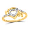 Image 2 : Round Diamond Heart Mom Mother Ring 1/8 Cttw 10KT Yellow Gold