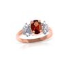 Image 1 : Genuine 0.97 ctw Garnet & Diamond Ring 14KT Rose Gold - REF-59X2M