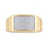 Image 2 : Round Diamond Ribbed Rectangle Cluster Ring 1/4 Cttw 10KT Yellow Gold