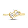 Image 2 : Round Diamond Double Heart Ring 1/10 Cttw 10KT Yellow Gold