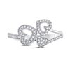 Image 2 : Round Diamond Triple Heart Ring 1/6 Cttw 10KT White Gold