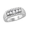 Image 1 : Round Diamond 5-Stone Band Ring 1 Cttw 14KT White Gold