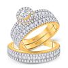 Image 1 : Diamond Halo Matching Wedding Set 2 Cttw 14KT Yellow Gold