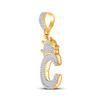 Image 2 : Round Diamond Crown C Letter Charm Pendant 5/8 Cttw 10KT Yellow Gold