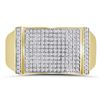 Image 2 : Round Diamond Rectangle Cluster Ring 1/2 Cttw 10KT Yellow Gold