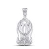 Image 1 : Round Diamond Praying Hands Rosary Charm Pendant 1/4 Cttw 10KT White Gold