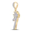 Image 2 : Baguette Diamond Number 1 Crown Charm Pendant 1/2 Cttw 10KT Yellow Gold