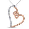 Image 1 : Round Diamond Rope Heart Pendant 1/10 Cttw 10KT Two-tone Gold