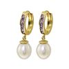 Image 1 : Genuine 9.3 ctw Amethyst & Pearl Earrings 14KT Yellow Gold - REF-44K4V