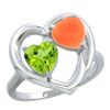 Image 1 : 1.31 CTW Peridot & Diamond Ring 10K White Gold - REF-23R5H