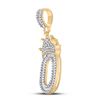 Image 2 : Baguette Diamond Number 0 Crown Charm Pendant 3/4 Cttw 10KT Yellow Gold