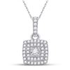 Image 1 : Round Diamond Square Pendant 1/4 Cttw 10KT White Gold