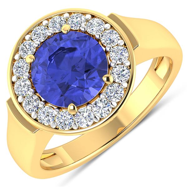 Natural 2.58 CTW Tanzanite & Diamond Ring 14K Yellow Gold - REF-100X8K