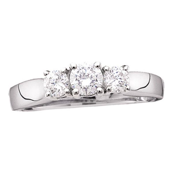 Diamond 3-stone Bridal Wedding Engagement Ring 1 Cttw 14KT White Gold