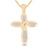 Image 1 : Baguette Diamond Cross Pendant 1/4 Cttw 10KT Yellow Gold