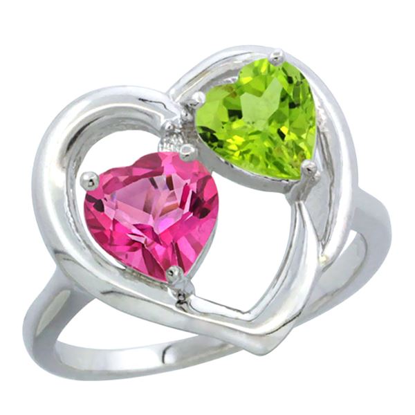 2.61 CTW Diamond, Pink Topaz & Citrine Ring 10K White Gold - REF-23M7A