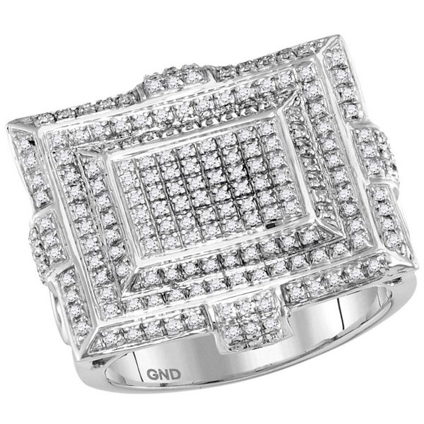 Round Diamond Square Cluster Ring 5/8 Cttw 10KT White Gold