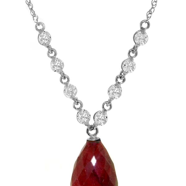 Genuine 15.6 ctw Ruby & Diamond Necklace 14KT White Gold - REF-139Z8N