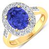 Image 1 : Natural 3.1 CTW Tanzanite & Diamond Ring 14K Yellow Gold - REF-117M5T