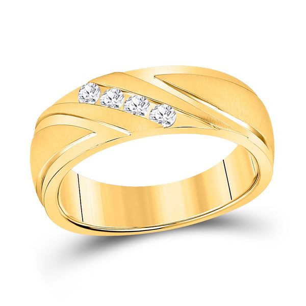 Round Channel-set Diamond Wedding Anniversary Band Ring 1/4 Cttw 10KT Yellow Gold