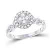 Image 1 : Round Diamond Cluster Halo Ring 1/2 Cttw 10KT White Gold