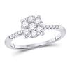 Image 1 : Round Diamond Flower Cluster Ring 1/2 Cttw 10KT White Gold